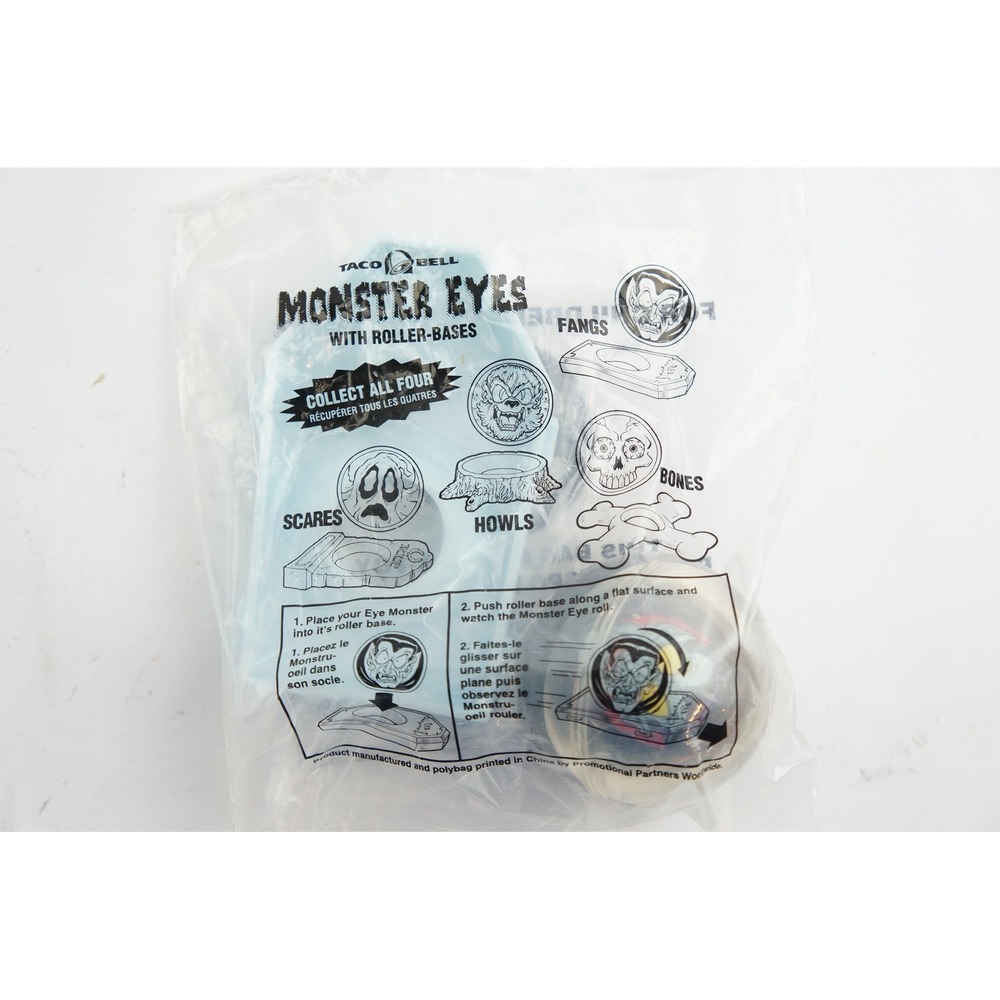 Taco Bell Monster Eyes Fangs Toy Blue Roller Base New NIP 1990s Vintage